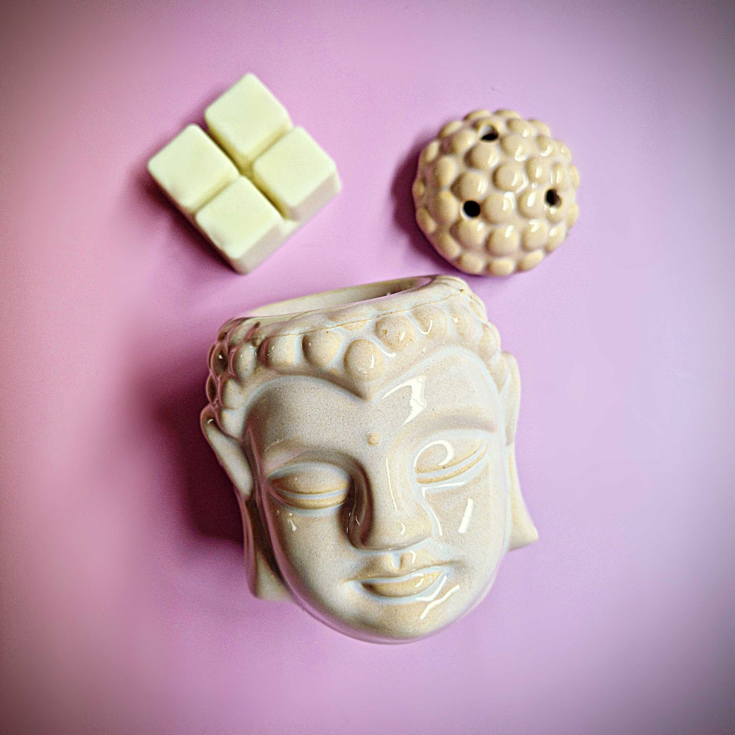 Giftset Wax brander Boeddha Beige met Aloe Bamboo wax melts