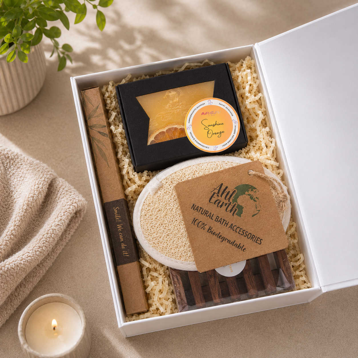 Wellness pakket met Sunshine Orange geurzeep