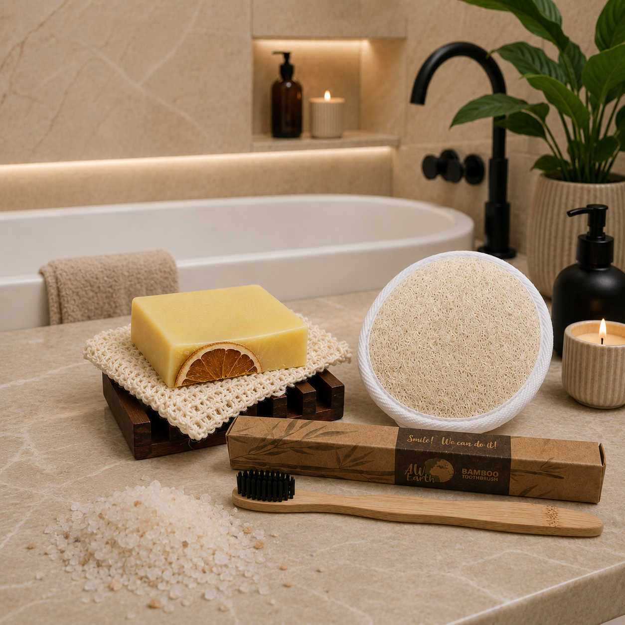 Wellness pakket Sunshine Orange in de badkamer